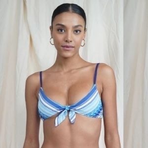 lemlem‎ blue and white Eshal bikini top size XL